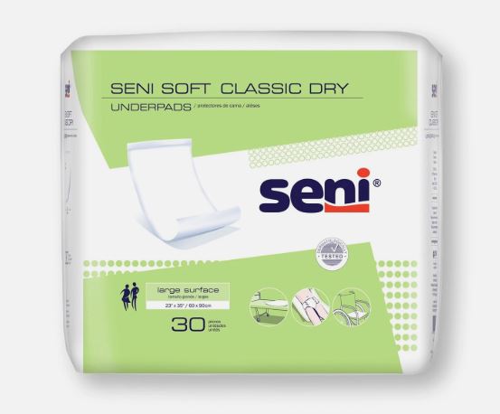 SENI SOFT CLASSIC DRY Underpads 23"x35" 30 PCS